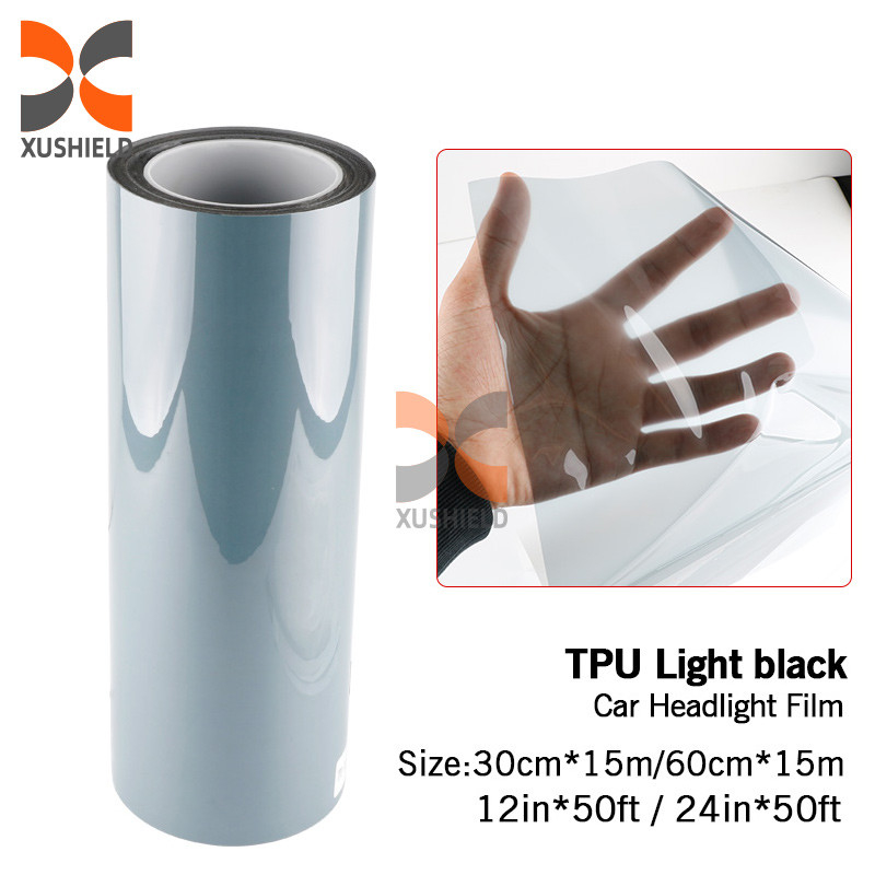 XUSHIELD Kualitas Tinggi TPH TPU Lampu Depan Mobil Tint Film Cahaya Hitam Asap Hitam Ekor Hitam Lampu Depan Lampu Depan Tint Film