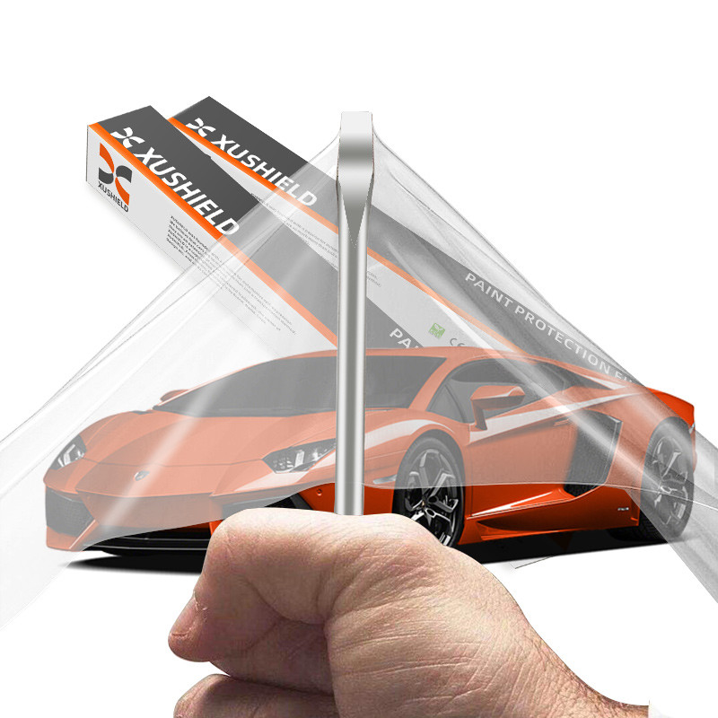 XUSHIELD 8.5mil High glossy hydrophobicity kualitas tinggi Anti Goresan Perbaikan Panas TPU Jelas Cat Mobil Pelindung Film