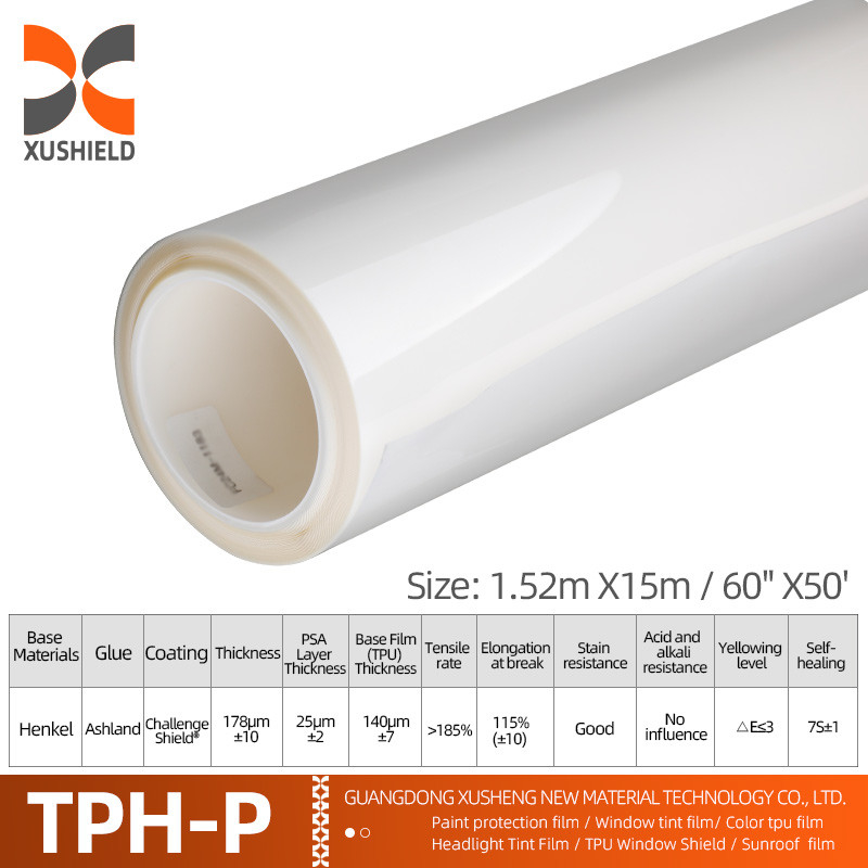 XUSHIELD 7 Mil 6 Mil PPF Film Anti Scratch Self Healing PPF TPH Gloss Clear Car Body PPF Cat Pelindung Film untuk Mobil