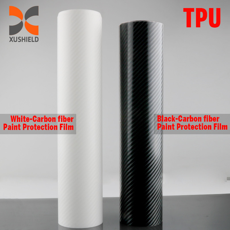 Self-Healing Warna Perubahan Cat Perlindungan Film Hitam Serat Karbon TPU Ppf Film Perlindungan Cat Mobil