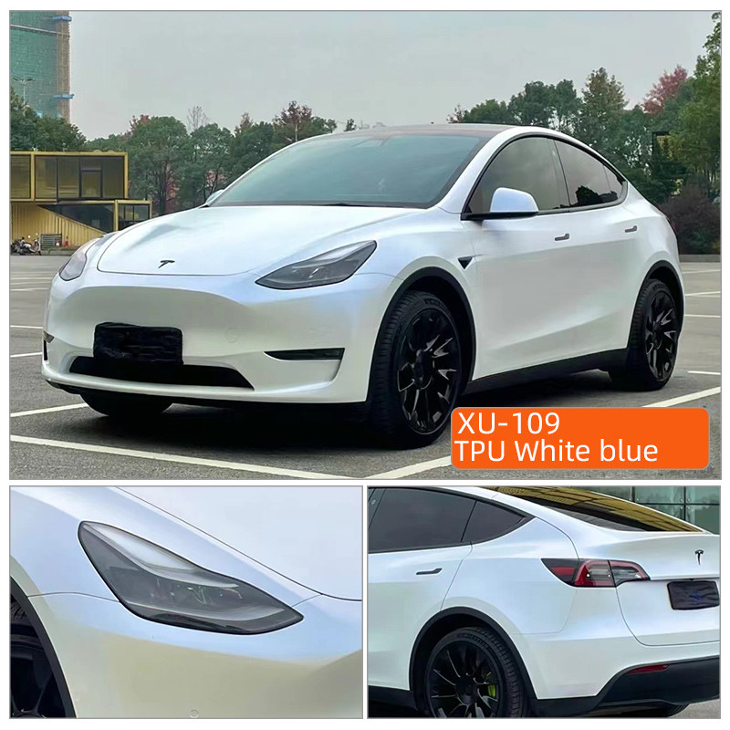 TPU Putih Biru Anti Goresan Jelas ppf Otomatis memperbaiki roll tubuh Mobil Wrap Transparent Body Film pemasok 15m ppf Tpu Cat Pelindung Film
