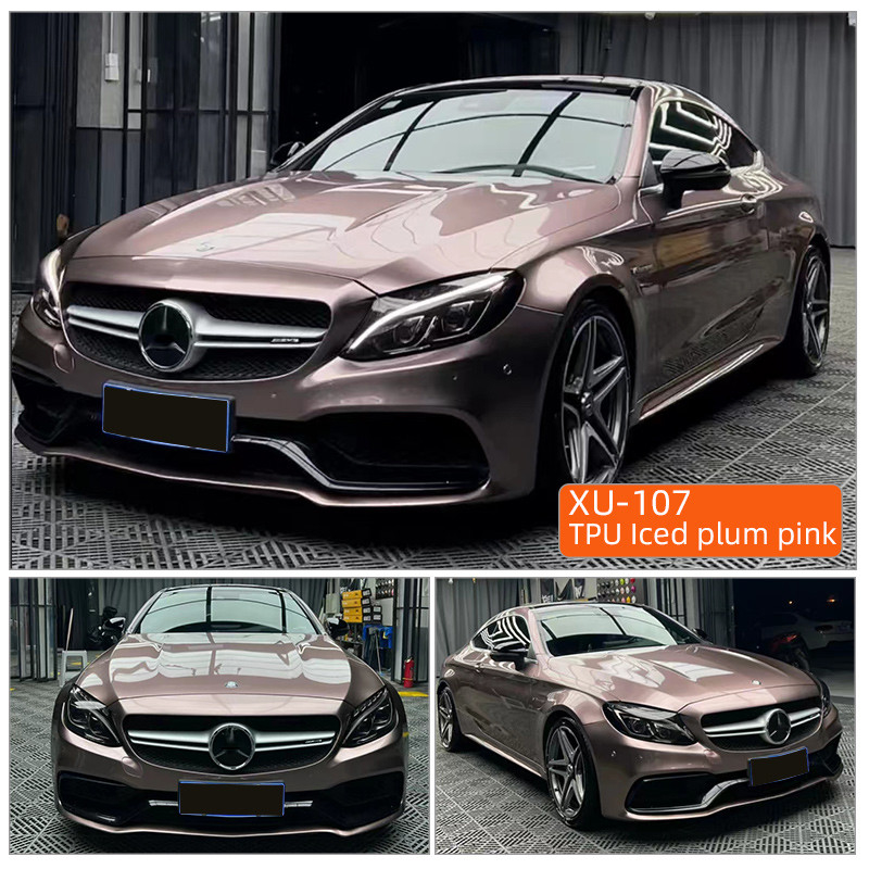 TPU Iced Plum Pink PPF 5 Tahun Garansi Anti Kuning Penyembuhan Diri 1.52*17m TPU Cat Mobil Pelindung Film