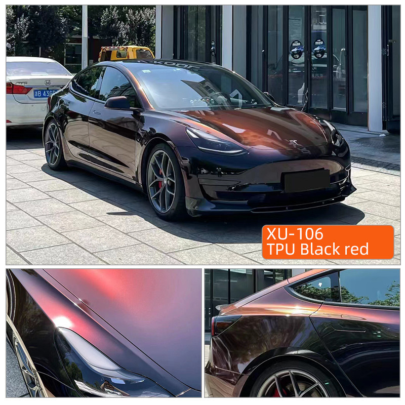 TPU Hitam Merah 5 Tahun Garansi Perbaikan Panas Gloss Anti Goresan Non Menguning Mobil Wrap TPU TPH PPF Cat Perlindungan Film