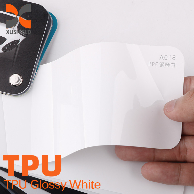 1.52x15m TPU Putih Glossy Vinyl Air Bubble Free Wrapping Glossy Sky Grey Paint Protection Smart Tint PPF Mobil Warna Berubah Film TPU tph PPF warna